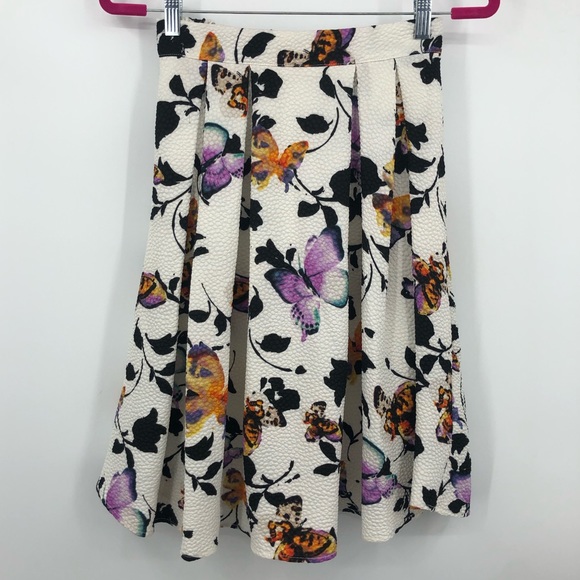Renee C. Dresses & Skirts - Renee C. Anthropologie Butterfly Skirt Cream Small